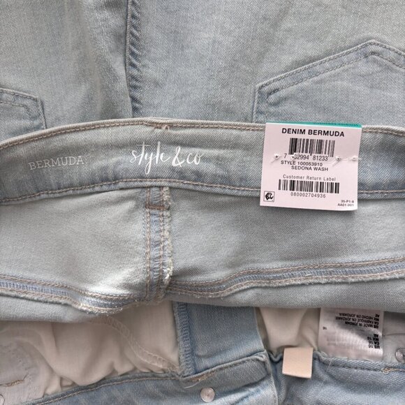 Style & Co. Women's Cutoff Bermuda Light Wash Denim Shorts NWT - Picture 8 of 8